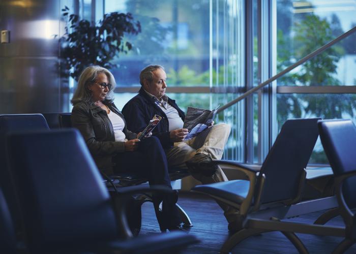 couple reading in their seats