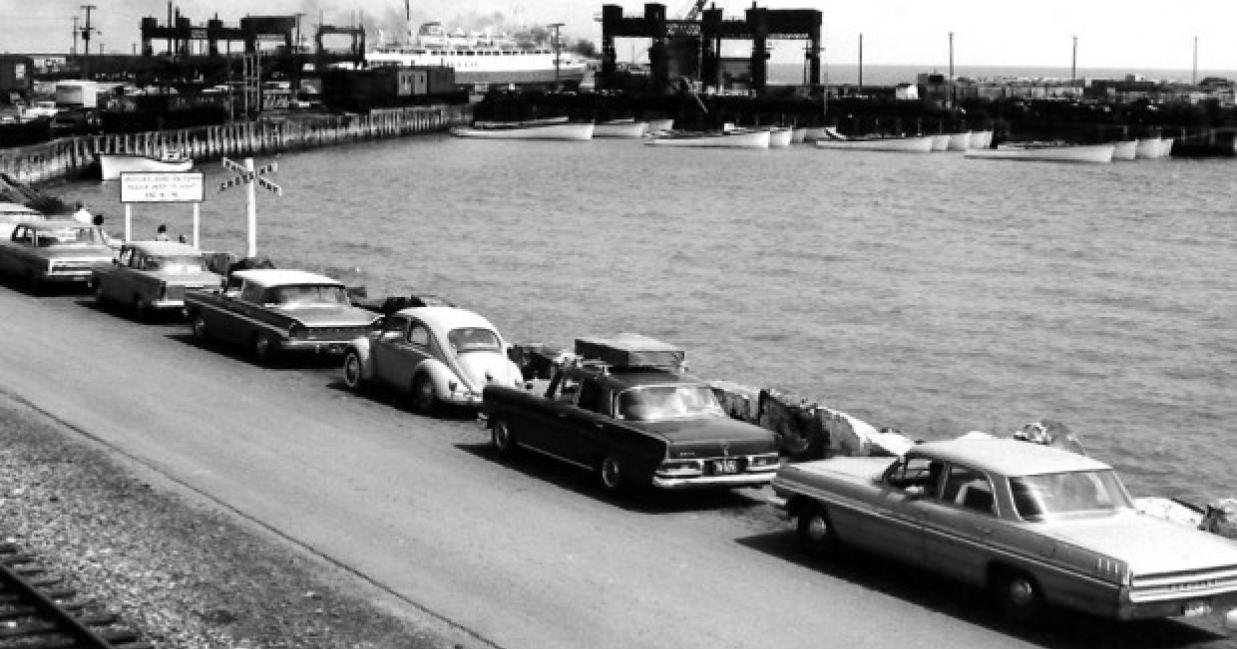 cars waiting to board ferry at cape tormentine terminal