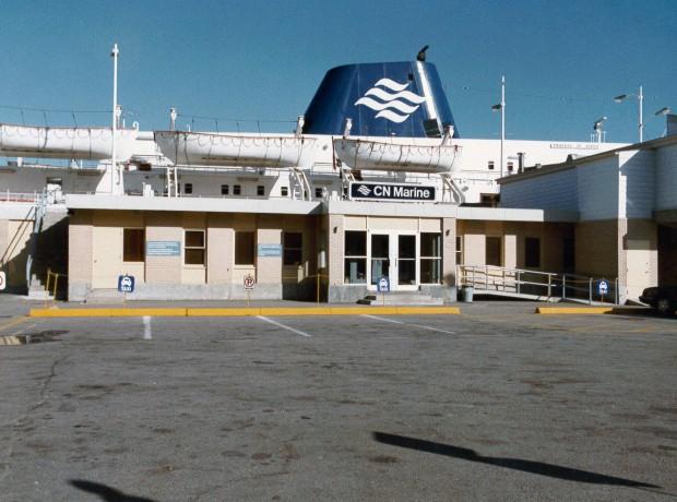 Image of a vessel and the terminal circa 1980s
